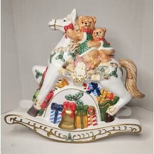 Musial Rocking Horse BEALS PALAIS ROYAL STAGE CHRISTMAS BEARS LARGE PORCELAIN